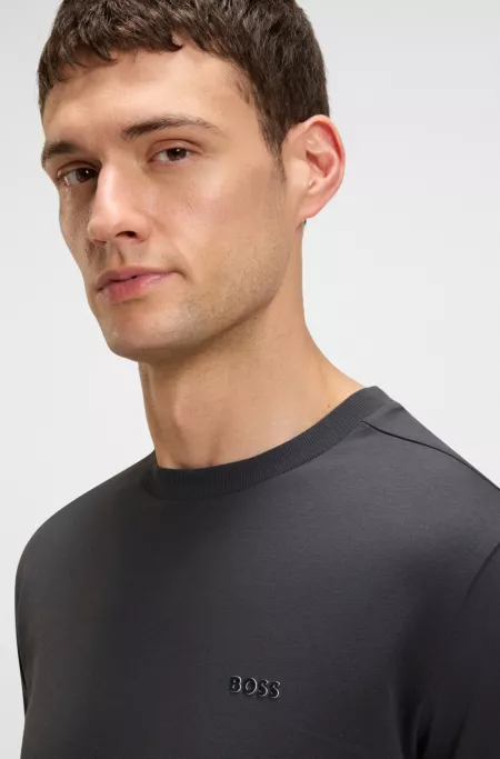 Regular-fit T-shirt in stretch cotton with contrast logo