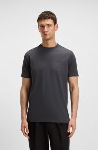 Regular-Fit T-Shirt aus Stretch-Baumwolle mit Kontrast-Logo, Dunkelgrau