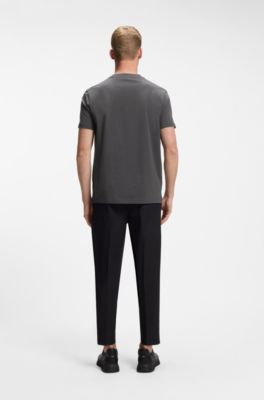 Stretch-cotton T-shirt with logo detail, Dark Grey