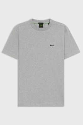 ストレッチコットン Tシャツ ロゴディテール, グレー