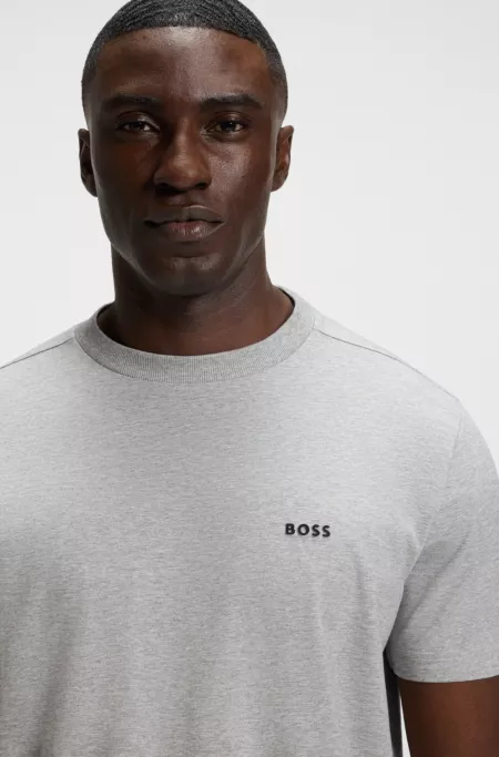 Regular-fit T-shirt in stretch cotton with contrast logo