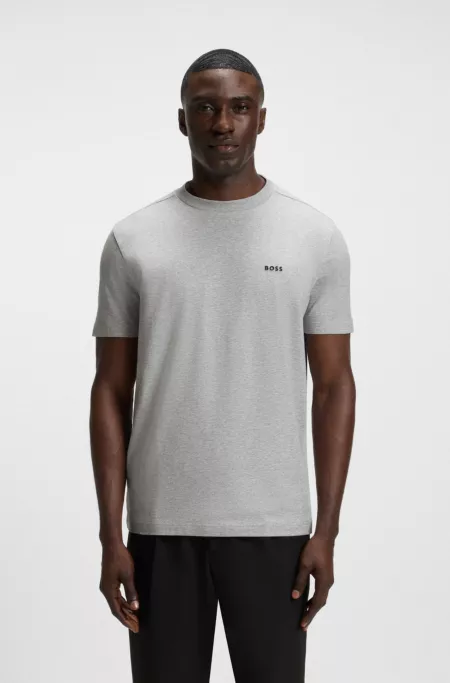 Regular-fit T-shirt in stretch cotton with contrast logo