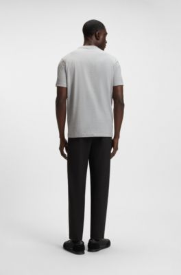 T-shirt en coton stretch avec d&eacute;tail logot&eacute;, Gris