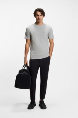 Stretch-cotton T-shirt with logo detail, Light Grey