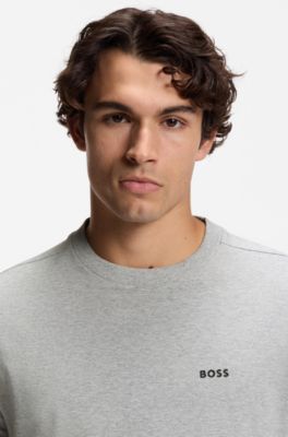 Stretch-cotton T-shirt with logo detail, Light Grey