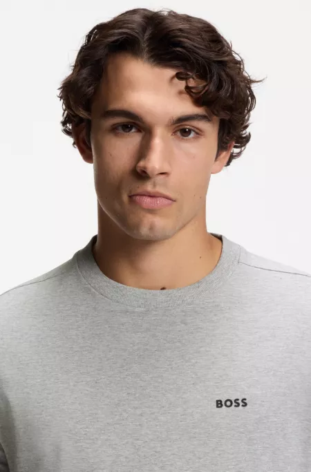 Stretch-cotton T-shirt with logo detail