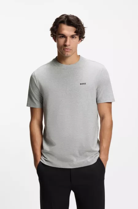 Stretch-cotton T-shirt with logo detail