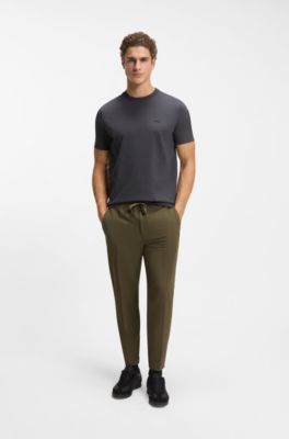 Stretch-cotton T-shirt with logo detail, Dark Grey