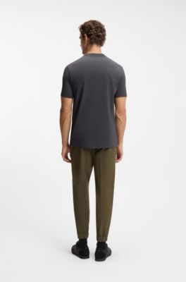 Stretch-cotton T-shirt with logo detail, Dark Grey