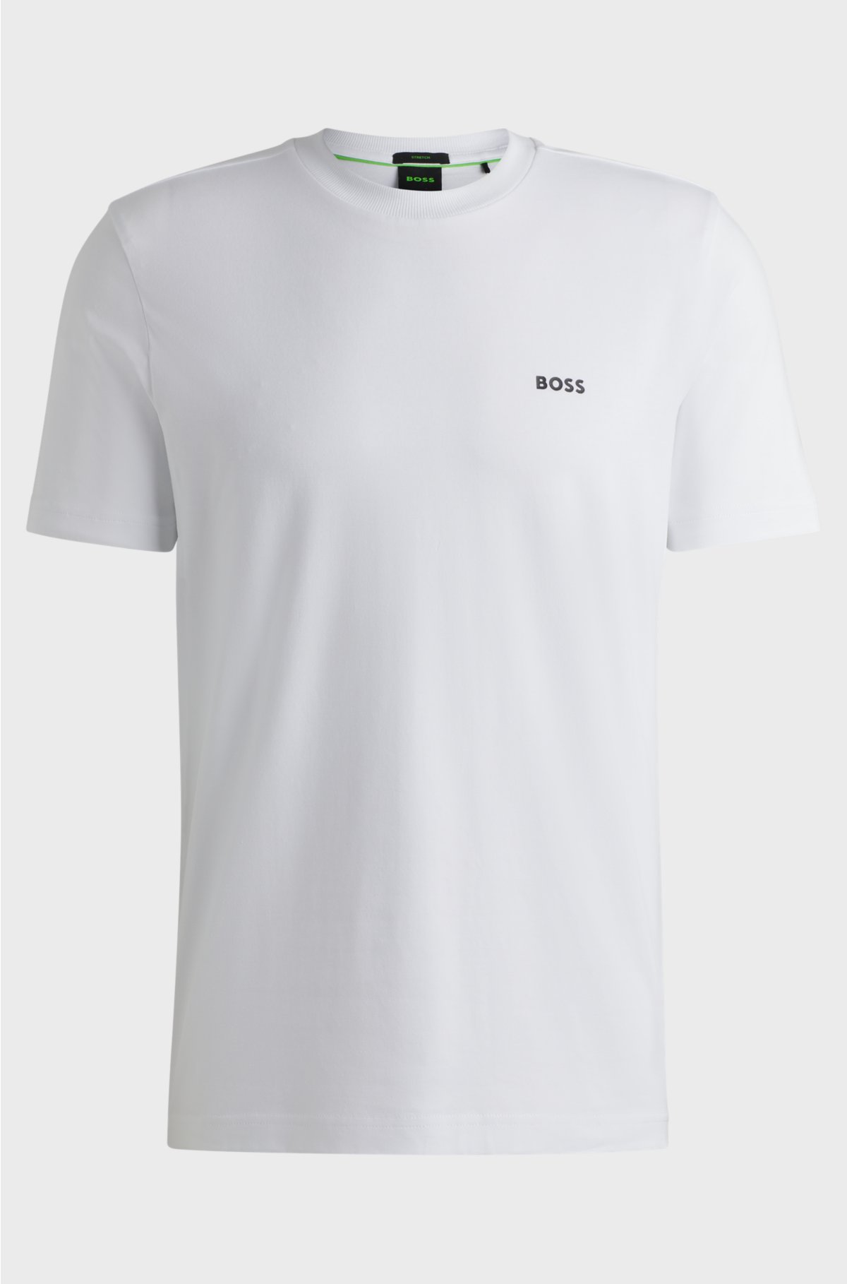 Stretch-cotton regular-fit T-shirt with contrast logo, White