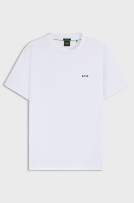 Stretch-cotton T-shirt with logo detail, White