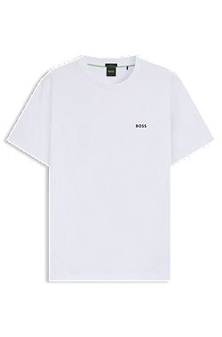 Stretch-cotton T-shirt with logo detail