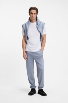 Stretch-cotton T-shirt with contrast logo, White