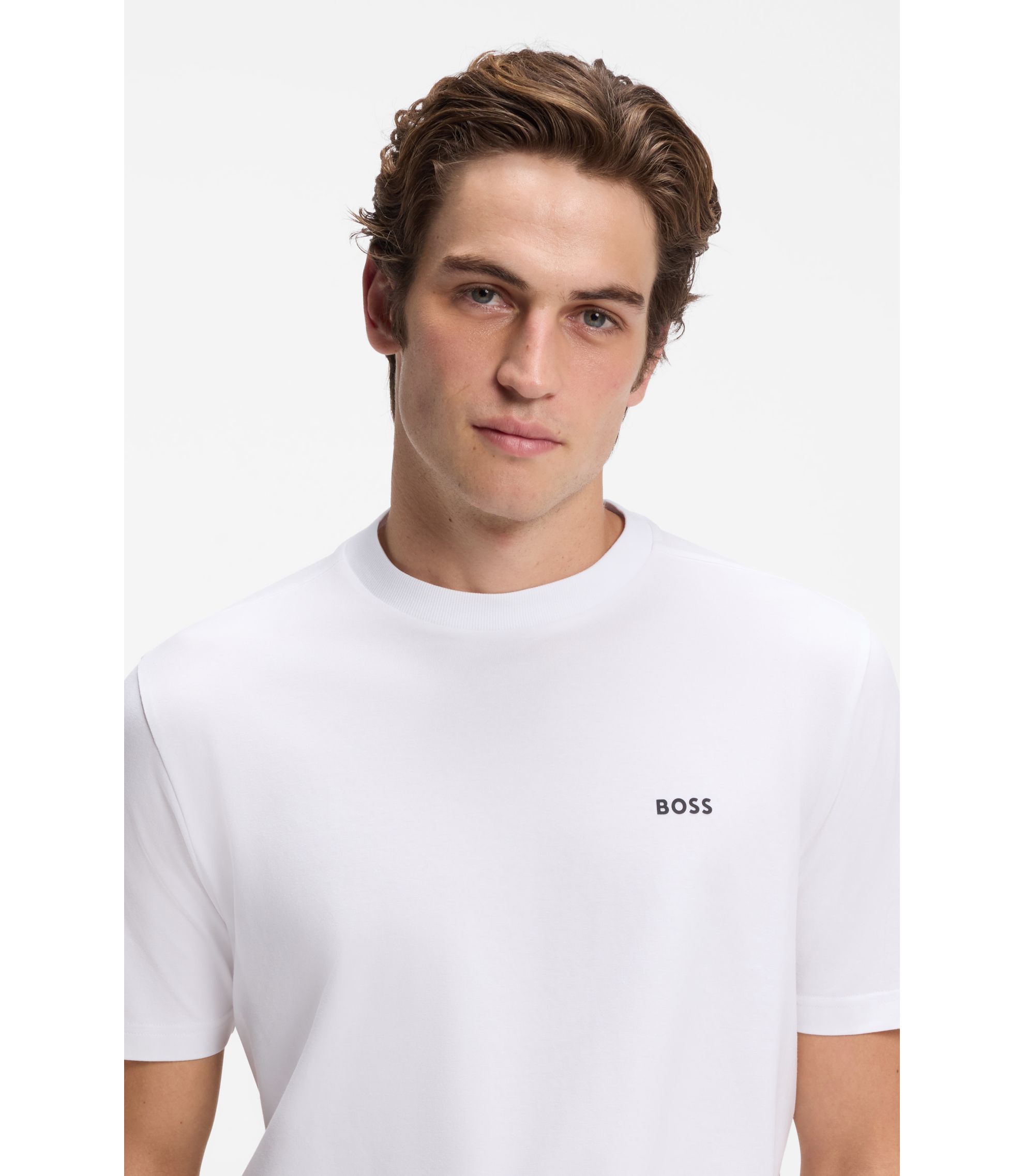 BOSS - ストレッチコットン Tシャツ ロゴディテール - ホワイト
