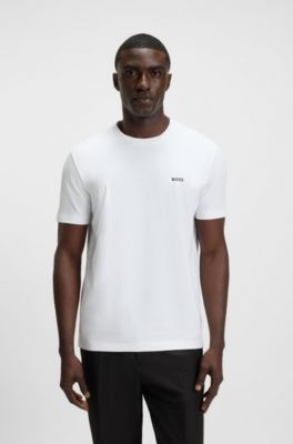 Stretch-cotton T-shirt with logo detail, White