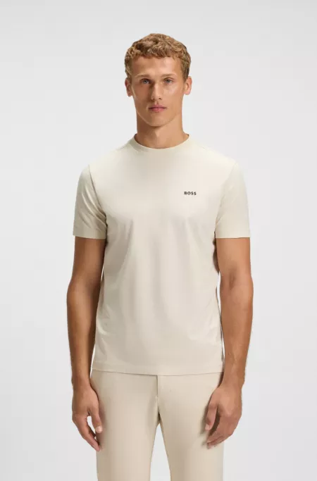 Stretch-cotton T-shirt with contrast logo