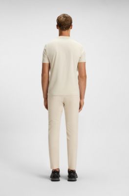 Stretch-cotton T-shirt with logo detail, Natural