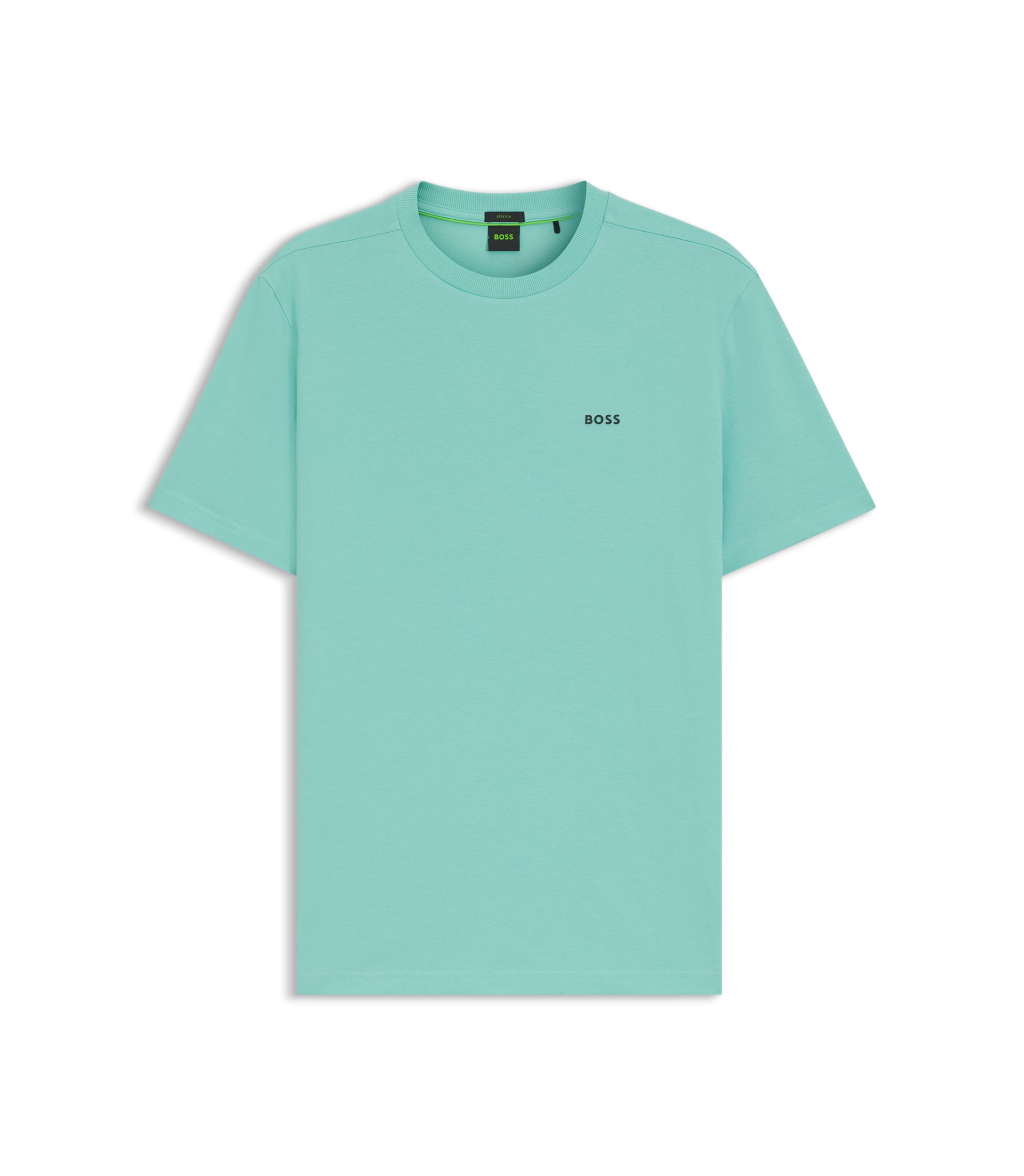 BOSS - Stretch-cotton T-shirt with logo detail - Turquoise