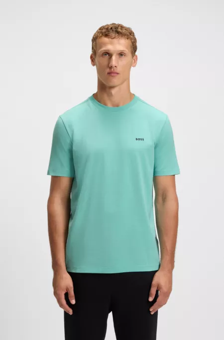 Stretch-cotton T-shirt with contrast logo