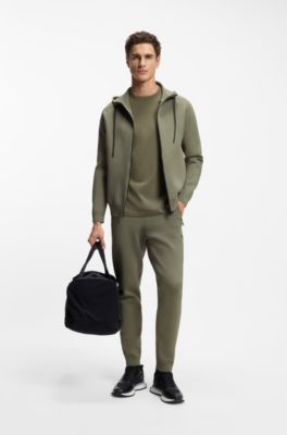 Stretch-cotton T-shirt with logo detail, Olive