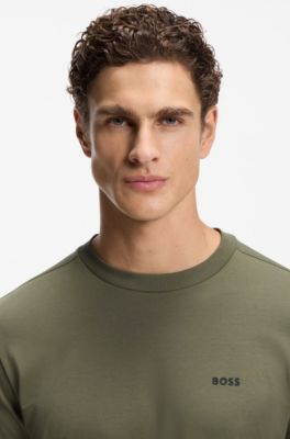 Camiseta de algod&oacute;n el&aacute;stico con detalle de logo, Oliva