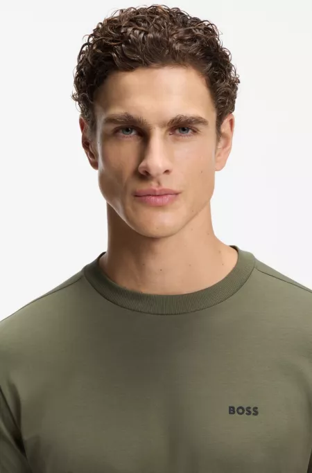 Stretch-cotton T-shirt with logo detail