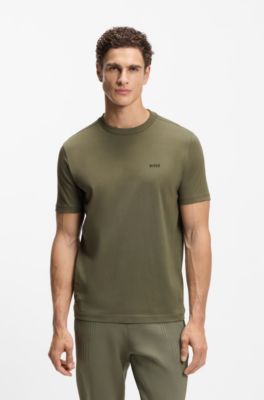 Stretch-cotton T-shirt with logo detail, Olive