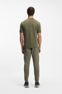 Stretch-cotton T-shirt with logo detail, Olive