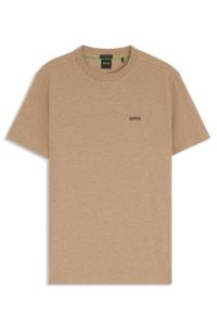 Regular-fit T-shirt in stretch cotton with contrast logo, Beige