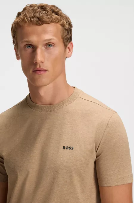 Stretch-cotton T-shirt with contrast logo