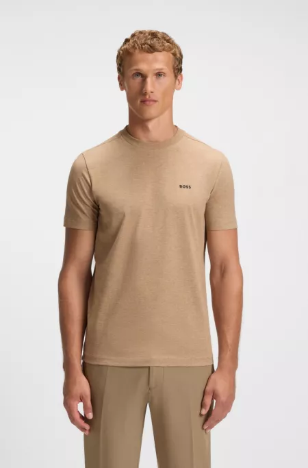 Stretch-cotton T-shirt with contrast logo