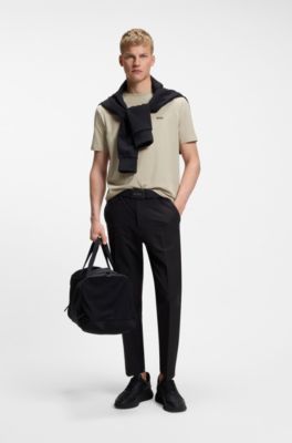 T-shirt em algod&atilde;o el&aacute;stico com detalhe de log&oacute;tipo, Light Beige