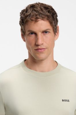 T-shirt in cotone elasticizzato, Beige chiaro