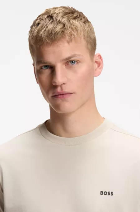 Stretch-cotton T-shirt with logo detail