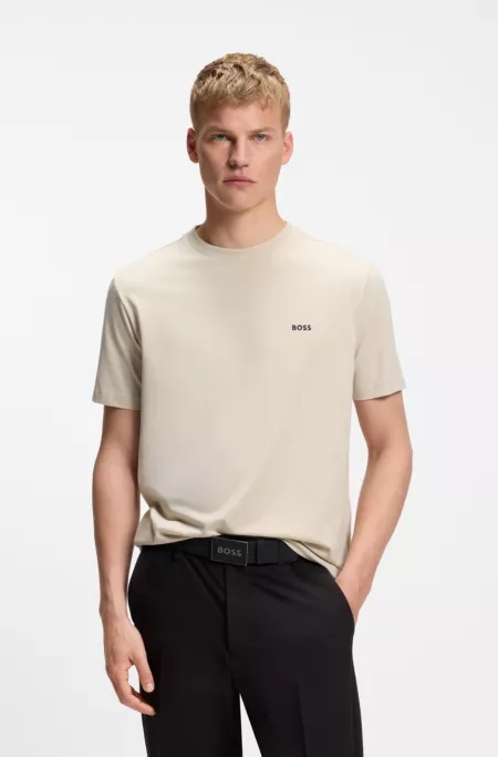 Stretch-cotton T-shirt with logo detail