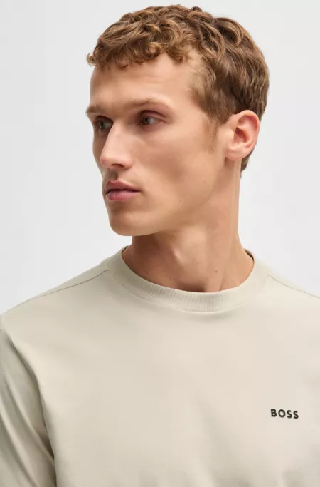 Regular-fit T-shirt in stretch cotton with contrast logo