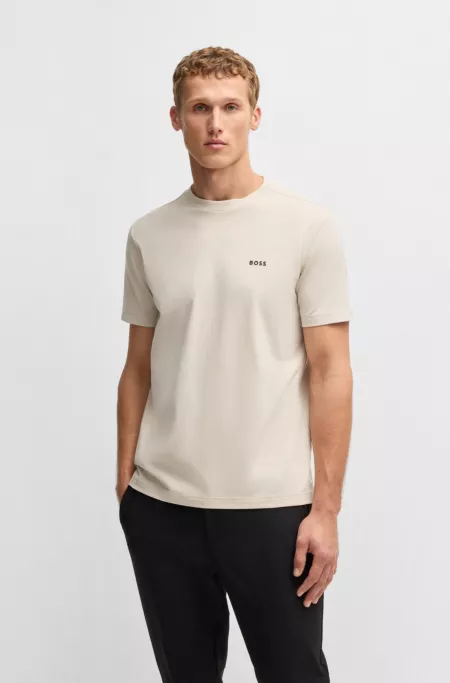 Regular-fit T-shirt in stretch cotton with contrast logo