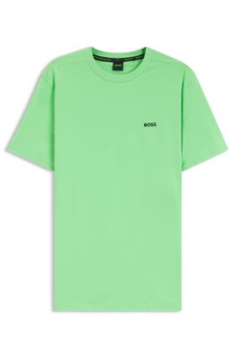 Stretch-cotton T-shirt with logo detail, Green