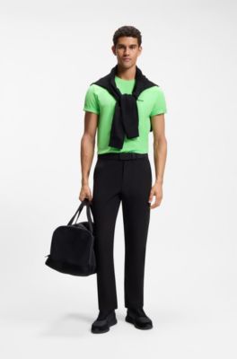 Stretch-cotton T-shirt with contrast logo, Green