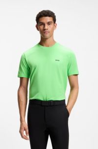 T-Shirt aus Stretch-Baumwolle mit Logo-Detail, Gr&uuml;n