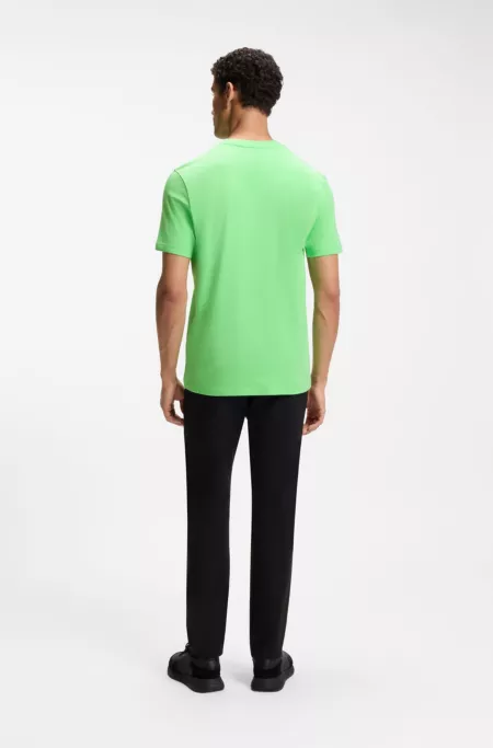 Stretch-cotton T-shirt with logo detail