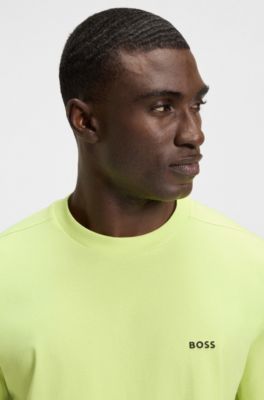 Stretch-cotton T-shirt with logo detail, Light Green