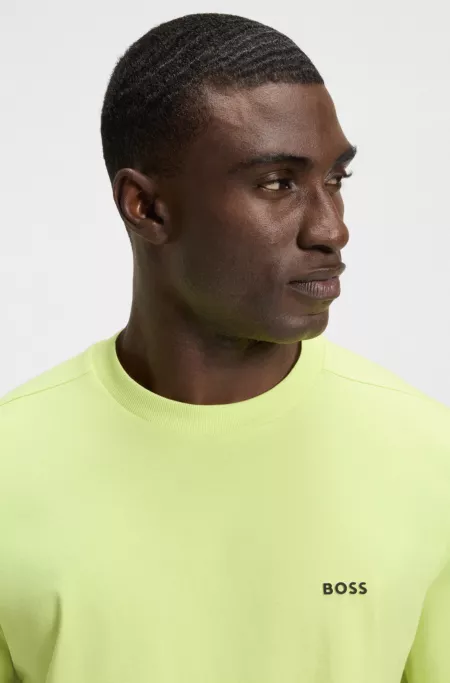 Stretch-cotton T-shirt with contrast logo