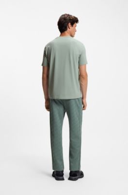 Stretch-cotton T-shirt with logo detail, Light Green