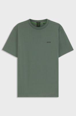 Stretch-cotton T-shirt with logo detail, Green