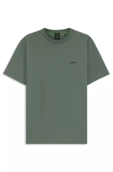 Regular-fit T-shirt in stretch cotton with contrast logo