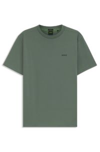 Regular-fit T-shirt in stretch cotton with contrast logo, Green