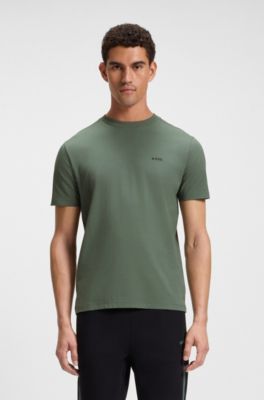 T-Shirt aus Stretch-Baumwolle mit Logo-Detail, Gr&uuml;n