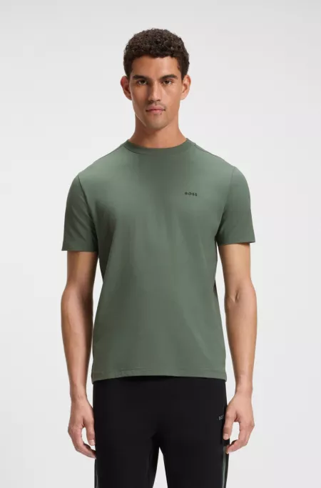 Stretch-cotton T-shirt with contrast logo