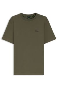 Stretch-cotton T-shirt with logo detail, Dark Green